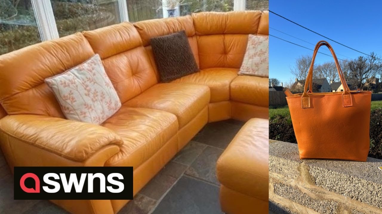 Woman turns old leather sofa into £200 handbags to stop them going to waste | SWNS