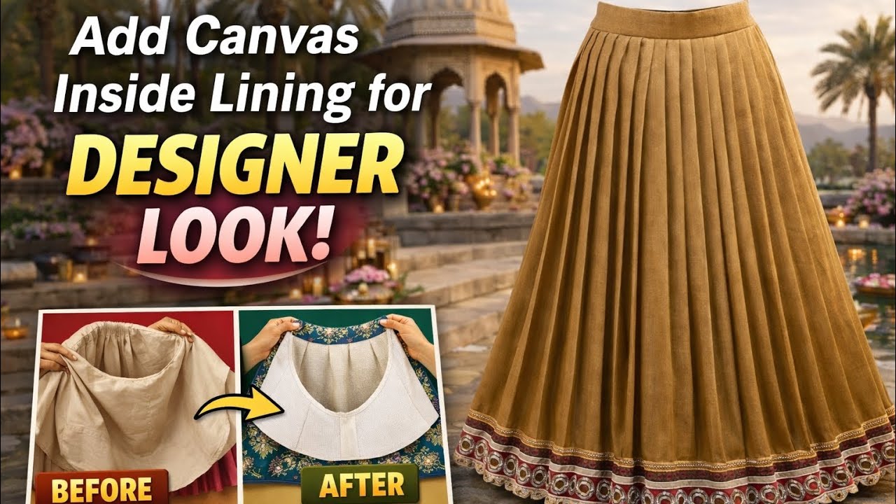 Lehenga Lining with Canvas | Get Boutique-Style Designer Finish #boutiquework #designer #lahenga 