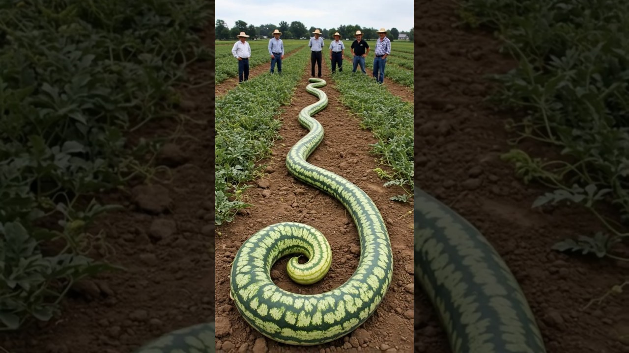 Farmers collect snake-shaped watermelons#smartfarming #organicfarming #gardeningtips #farming