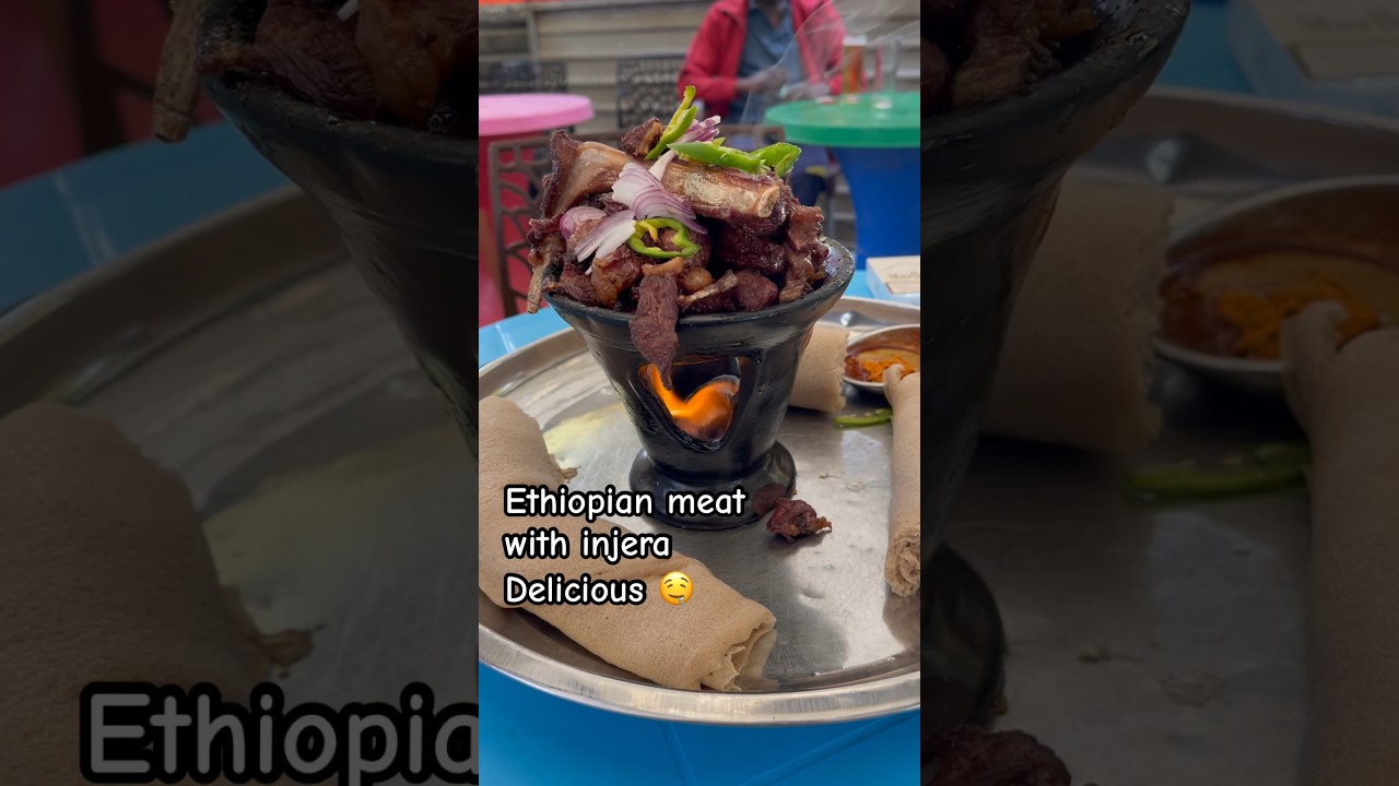 Ethiopian food with injera #injera #ethiopia #ethiopianfood #food #foodie