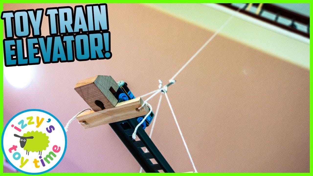 TOY TRAIN 20 FOOT ELEVATOR?! Learning and DIY Crafts with Izzy's Toy Time and Thomas! Family Fun!