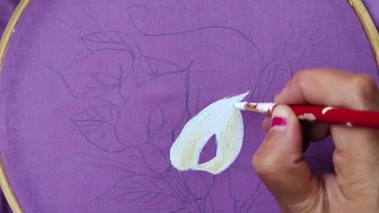 Beautiful Calla Lily Fabric Painting Design | Full Tutorial | Suit Painting Ideas