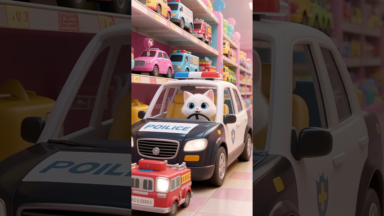 Cat's Toy Police Car Broke!A Real Police Officer Shows Up #funny #animation #cartoon #shorts #cat