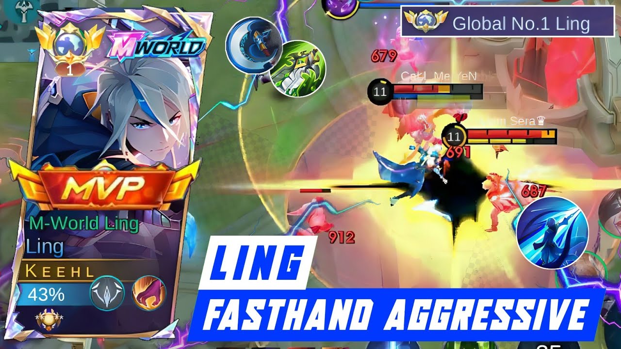 LING M-WORLD PERFECT ROTATION! GLOBAL LING SOLO RANK - MOBILE LEGENDS