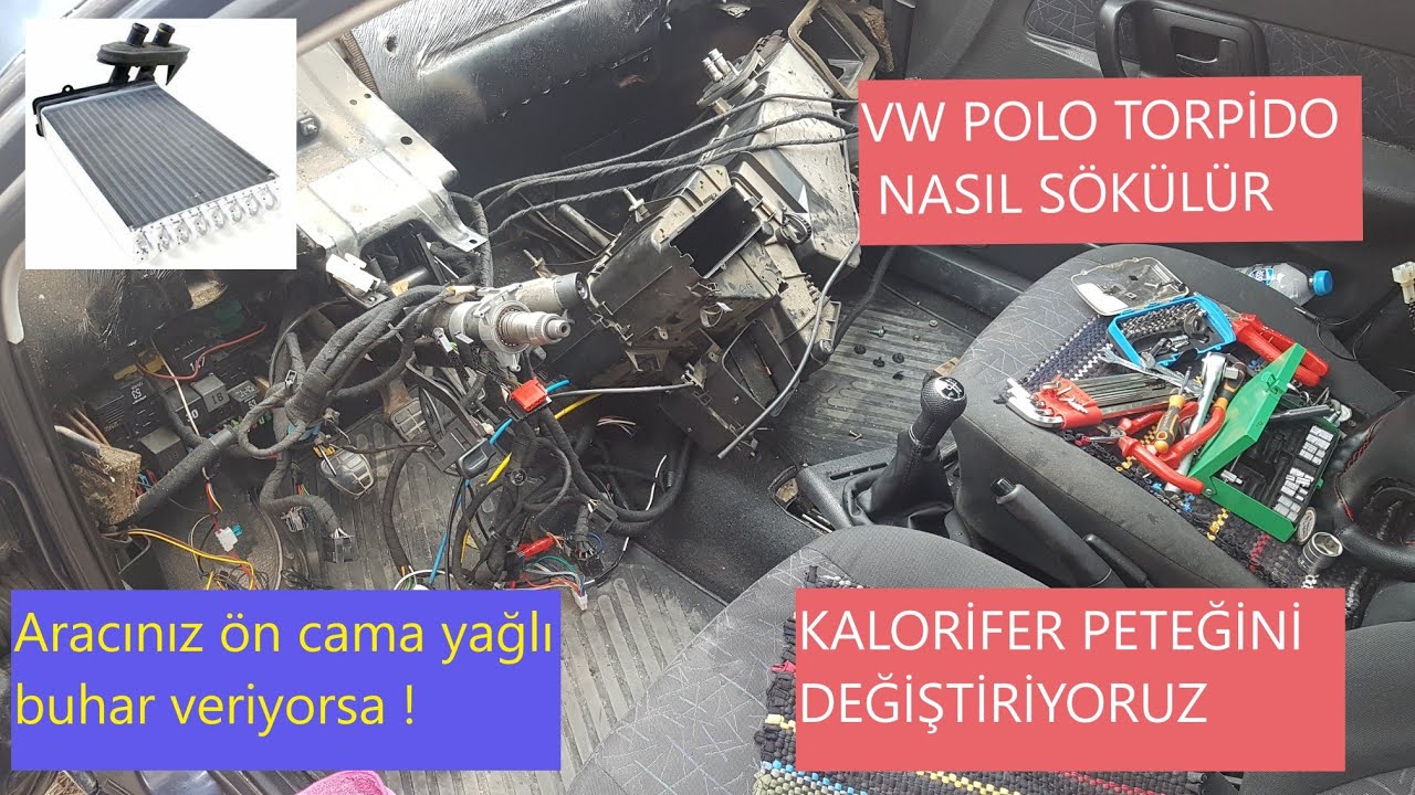 VW POLO KALORİFER PETEĞİ DEĞİŞİMİ - Torpido ve kalorifer kazanı sökme detaylı anlatım - 6N  6N2
