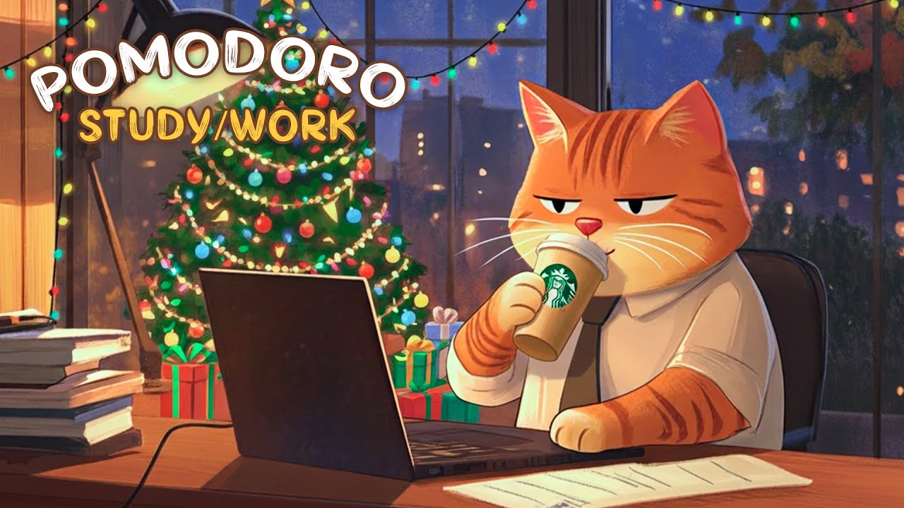 Pomodoro Timer 30/5🎄Let&rsquo;s Focus in a Cozy Christmas Office 🎶 Christmas Piano  for Study & Work