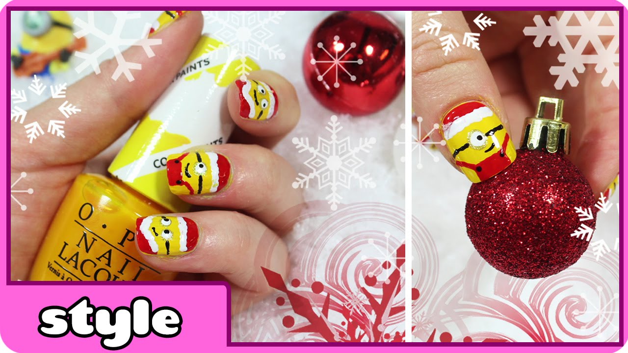Christmas Minion Nail Art | Christmas Nails | Nail Art Tutorial by HooplaKidz Style