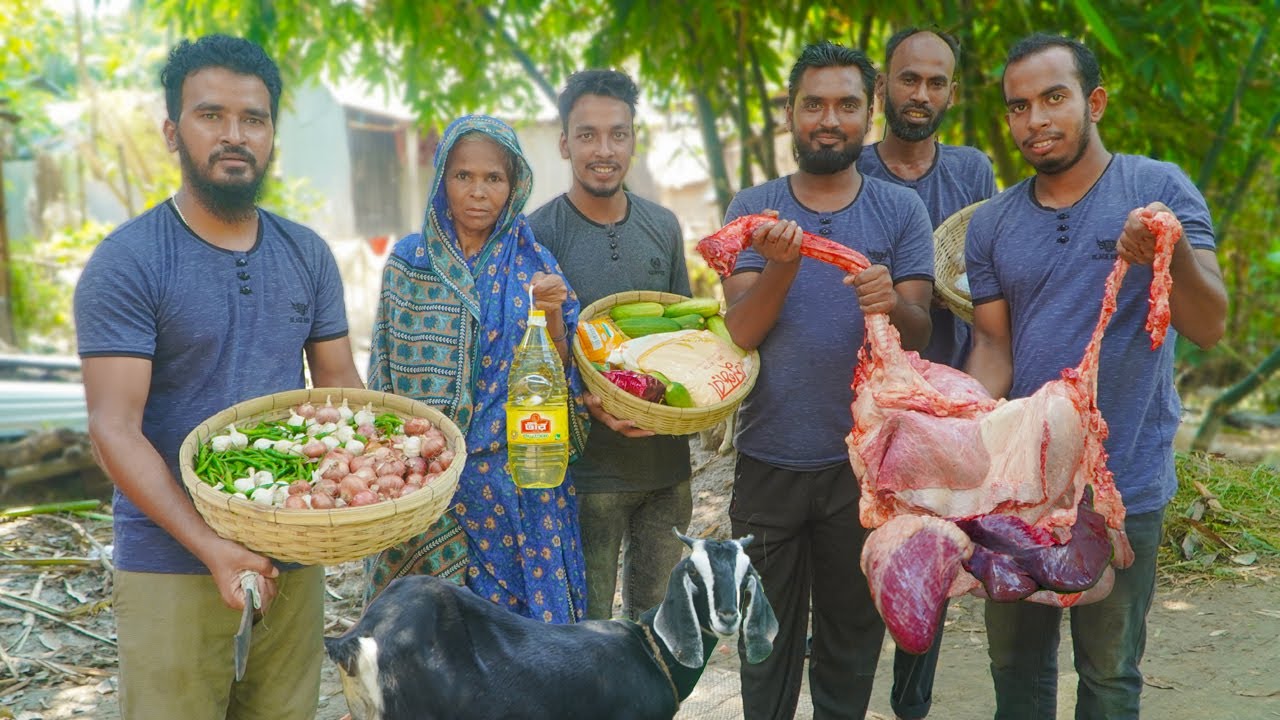 চাচির বাড়িতে গরুর কলিজা, তিল্লি, ফুসফুস ভুনা এবং রুটি - চাচির প্রতিবন্ধী মেয়ের জন্য ধারি ছাগল উপহার