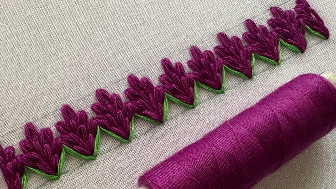 Pretty border hand embroidery design | #embroidery | #easy |#art 