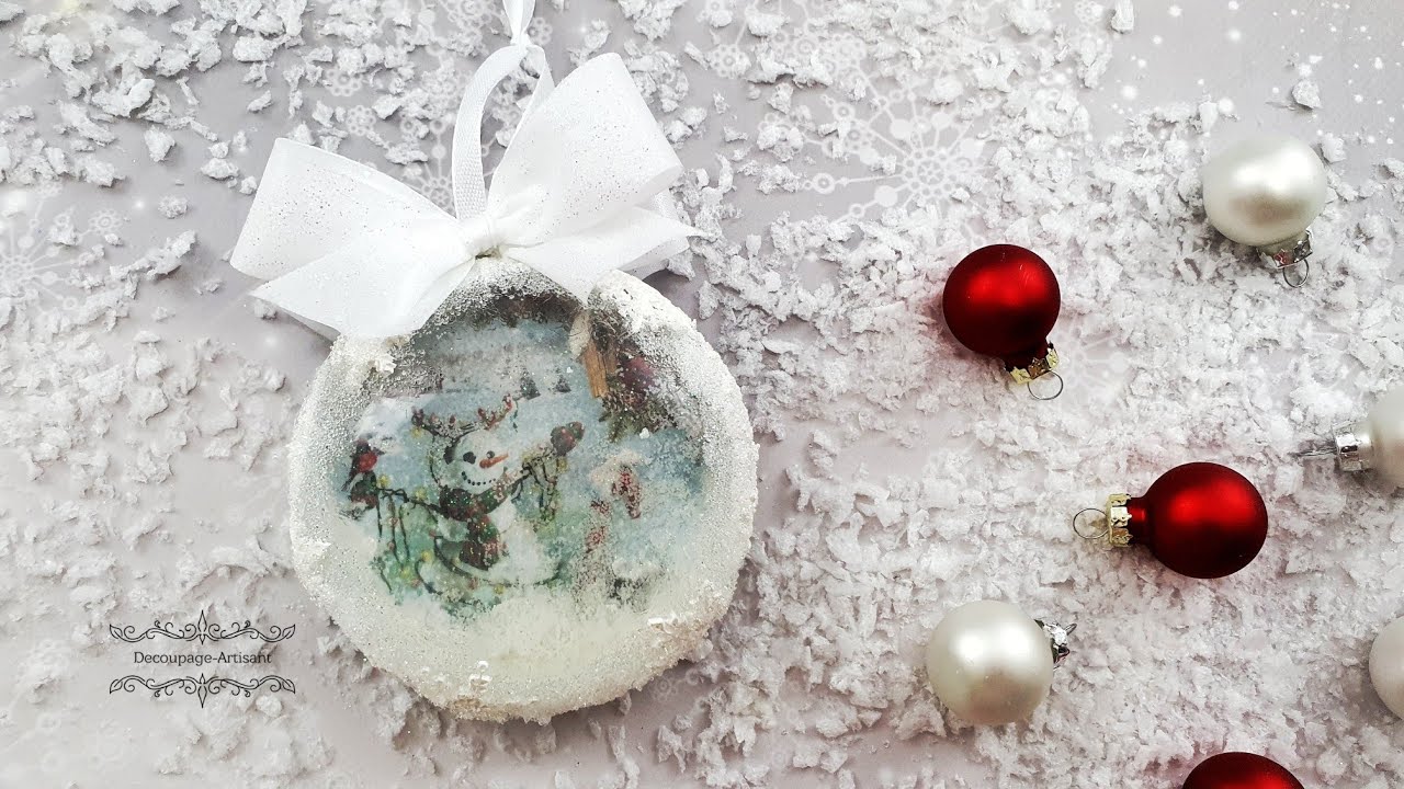 Decoupage # Christmas ball, snowman #cadence  # DIY tutorial...
