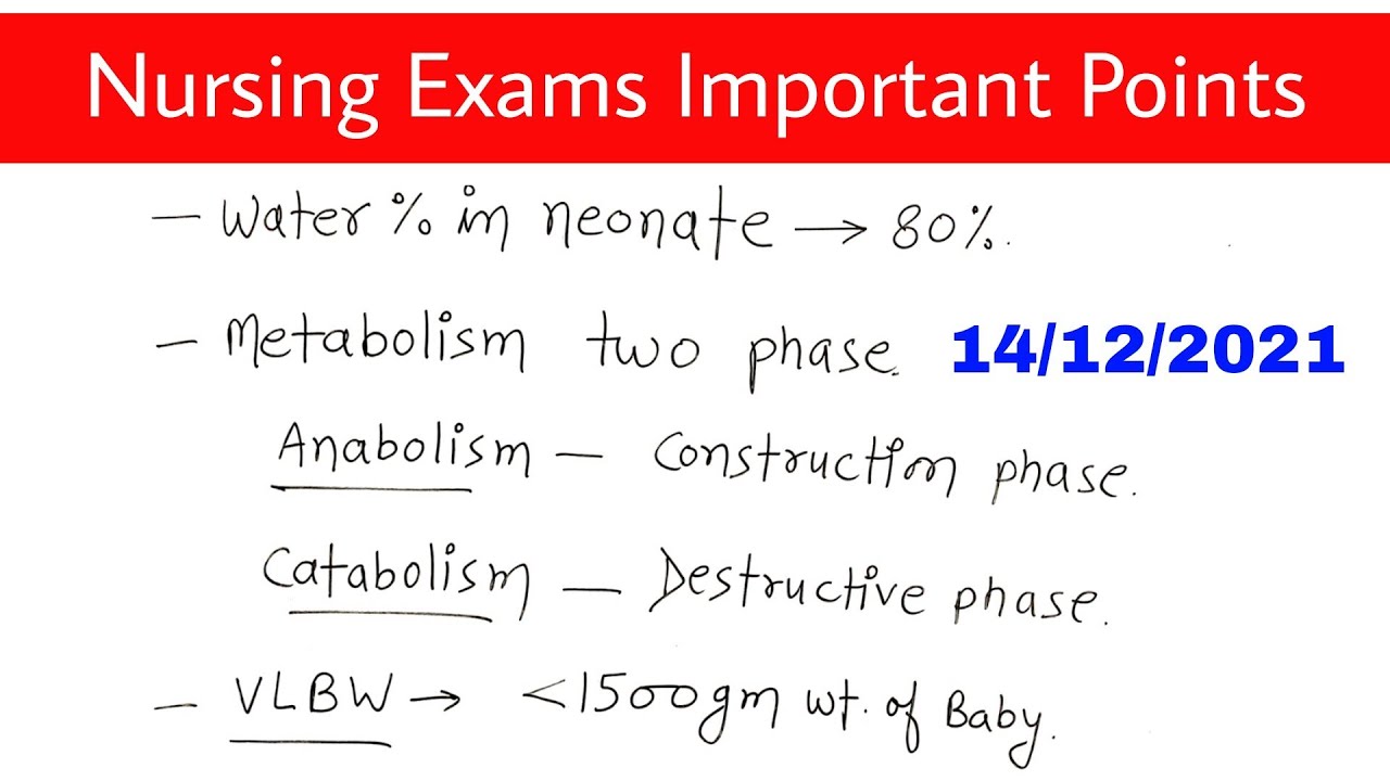 nursing exams important points 14/12/2021