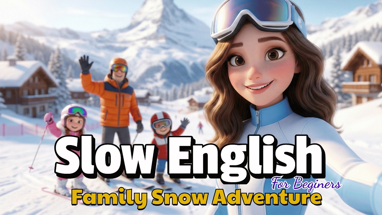 Funny Family Ski in Switzerland || Easy English Listening Story for Beginners (A2 Level)