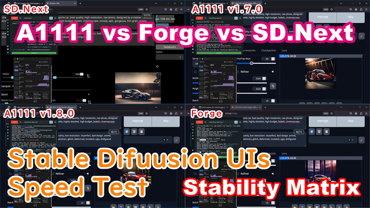 画像生成速度比較 A1111 vs Forge vs SD.Next 【Stability Matrix】