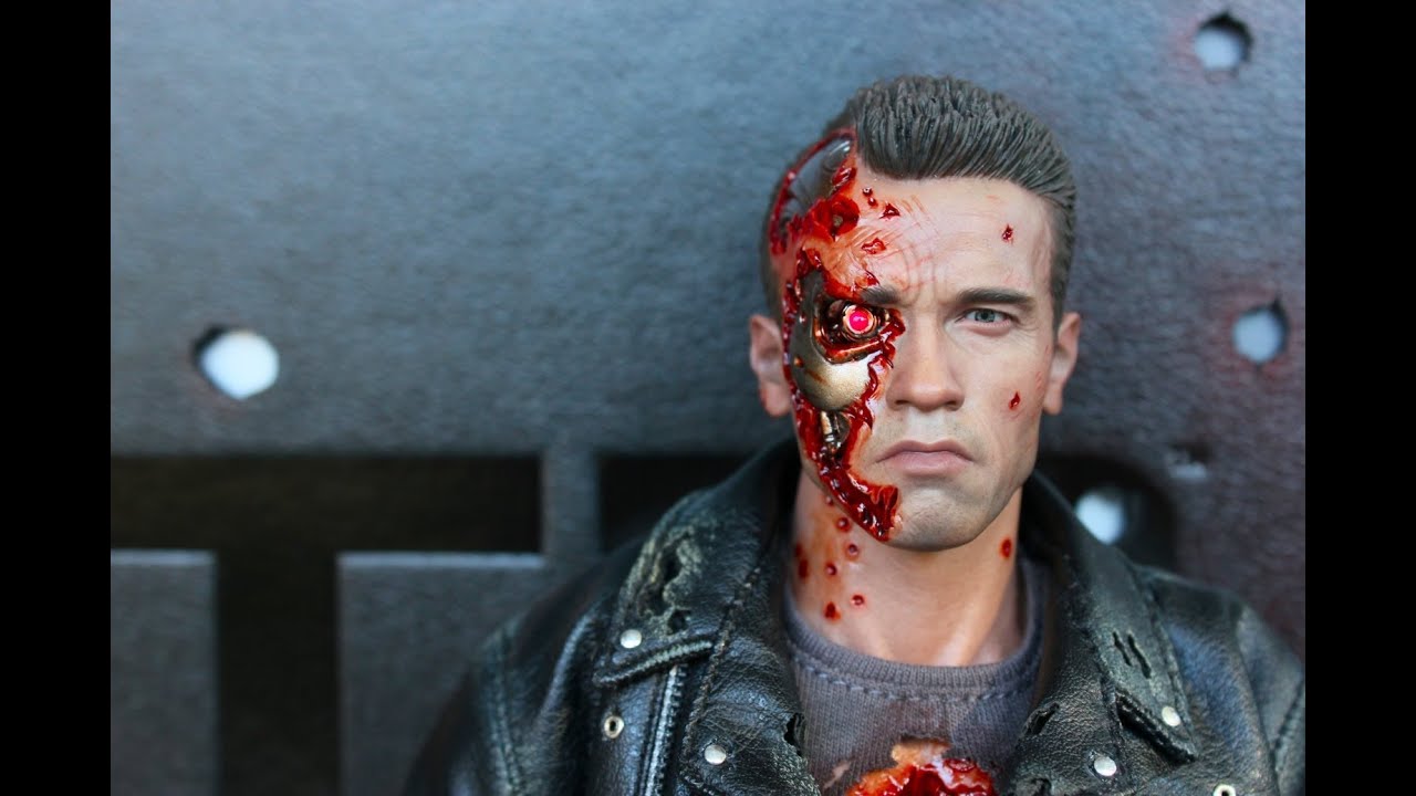 Terminator 2 Battle Damaged T-800 Hot Toys DX13 Sideshow Exclusive T-1000 figure review