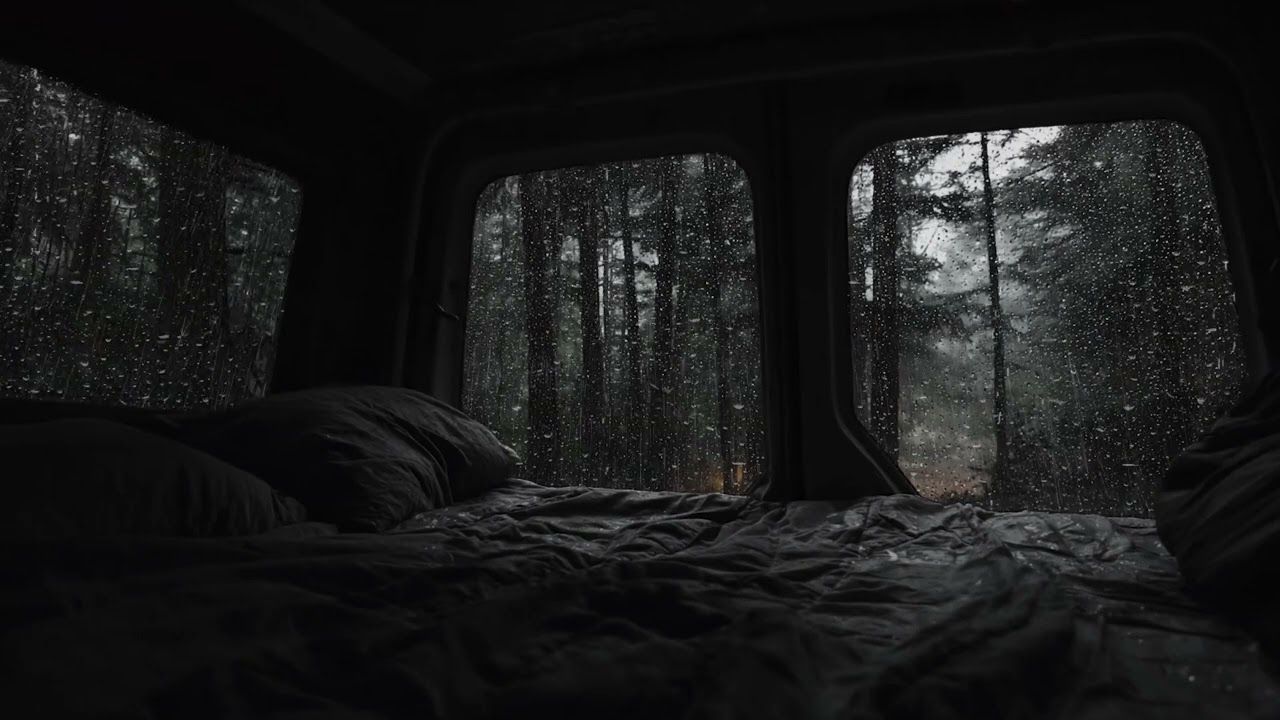 Rain on Car Windows at Night | Cozy Camper Van Ambience for Deep Sleep, Study & Relax