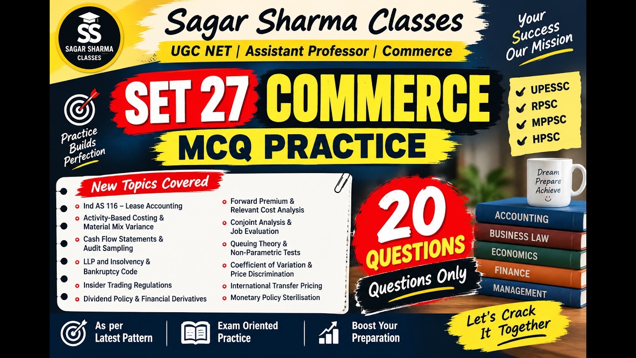 TOP 20 MCQs UPESSC Assistant Professor COMMERCE- SET 27
