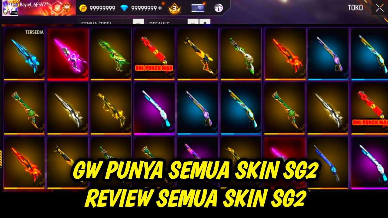 GW PUNYA SEMUA SKIN SG2 M1887,REVIEW SEMUA SKIN SG2 FF KIPAS
