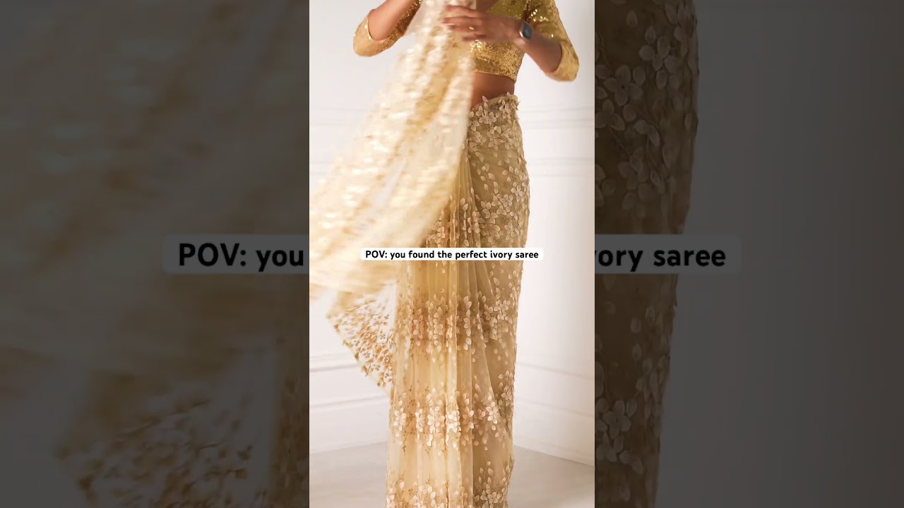 Pearl Saree | ivory color | saree bridal look | wedding saree | net saree look for wedding | #shorts