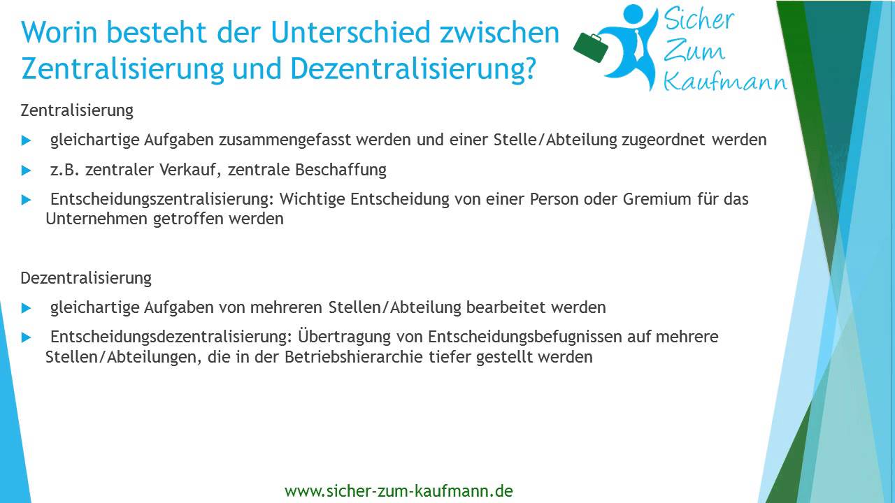 Worin besteht der Unterschied zwischen Zentralisierung und Dezentralisierung