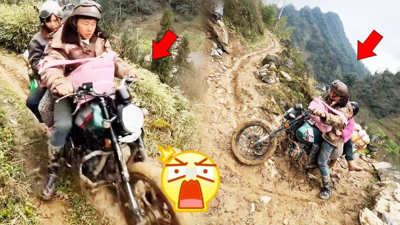 The motorcyclist navigated 18 sharp turns and a cliffside road to reach his destination.#funny