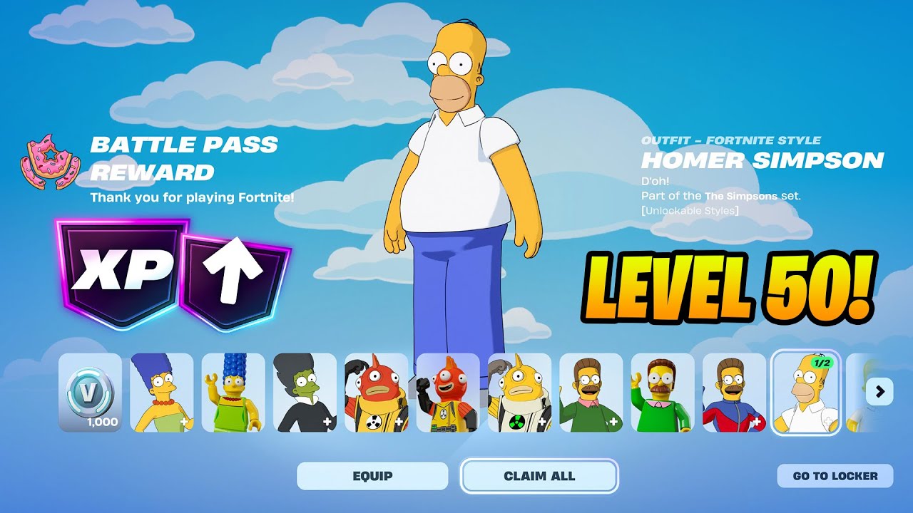 FORTNITE XP MAPA V NOV&Eacute; SIMPSONS SEASON NA HOMER SKIN!