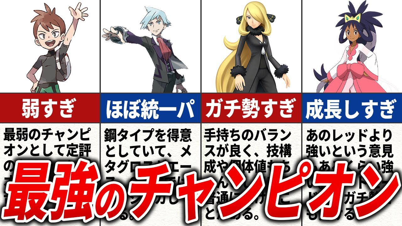 歴代のチャンピオン最強ランキング【歴代ポケモン】