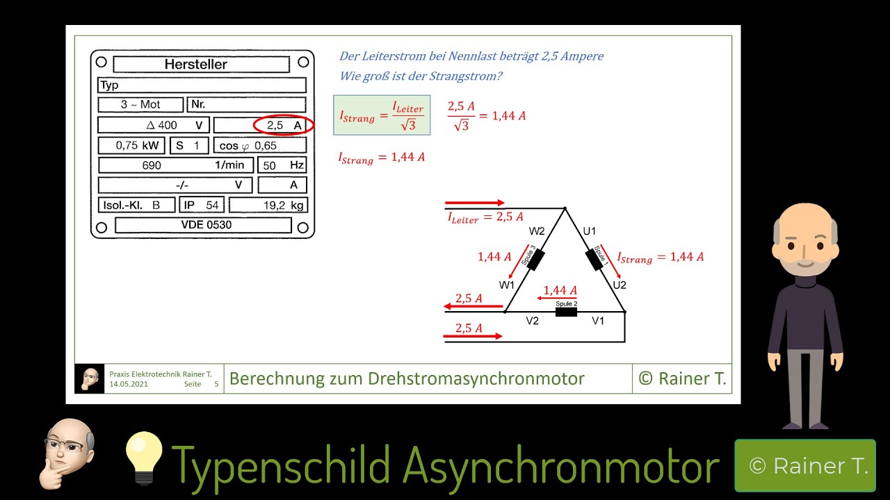 Typenschild eines Drehstrom Asynchronmotors