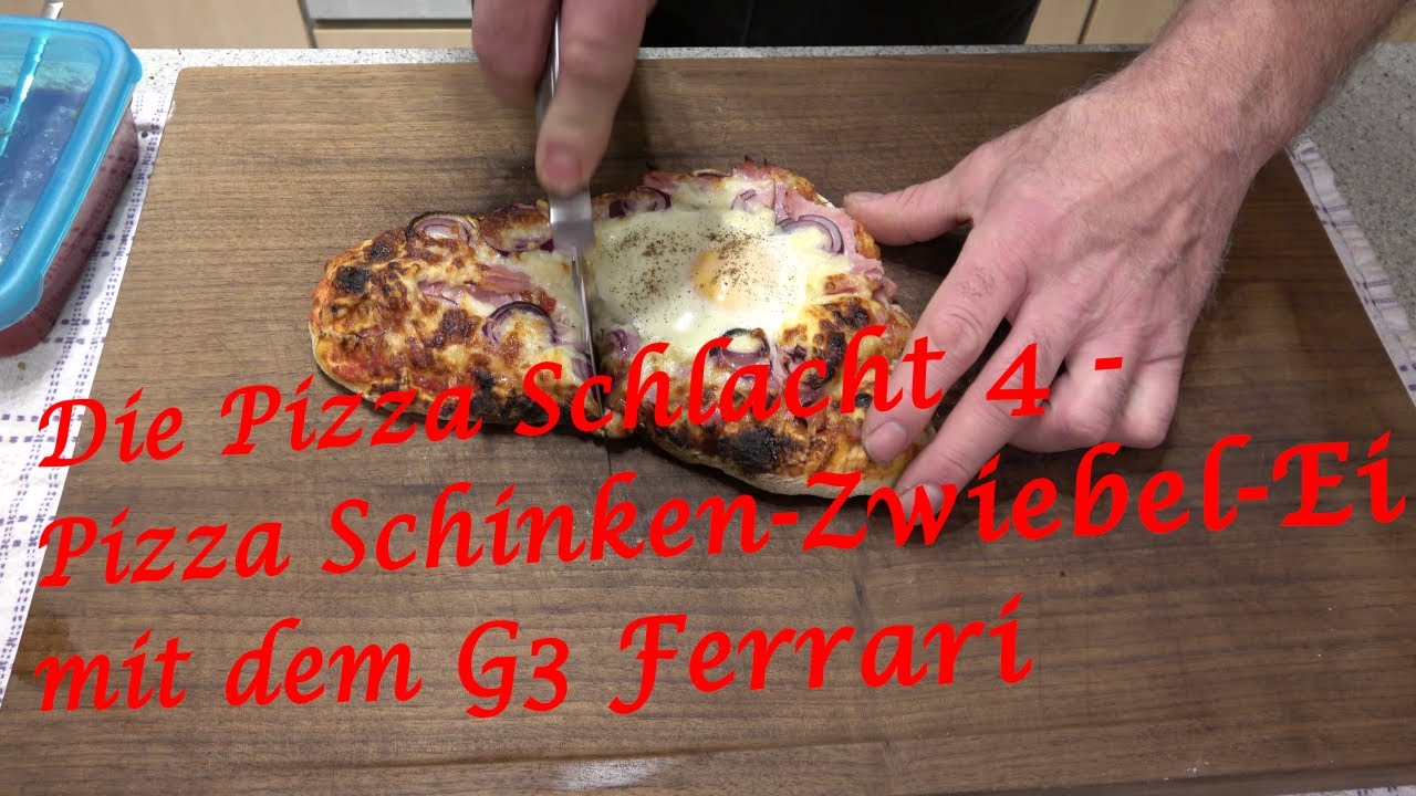 Die Pizza Schlacht 4 - Pizza Schinken-Zwiebel-Ei mit dem G3 Ferrari - Der Grilljunky 609/4