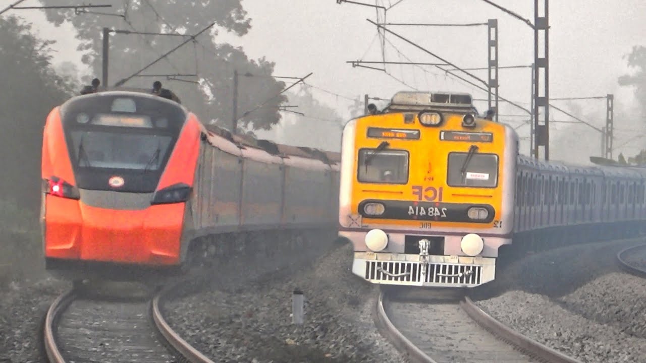 Beautiful Curvy Train | New Sleeper Vande Bharat+Pink Medha+Yellow Medha+Conventional EMU Train | IR