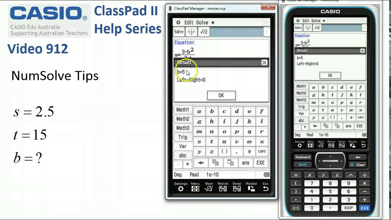 ClassPad Help 912 - NumSolve Tips