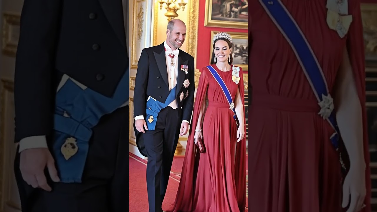 Kate Middleton&rsquo;s Red Gown Stuns at Buckingham Palace