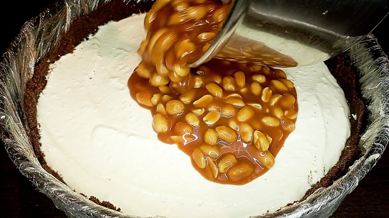 Karamell Käsekuchen ohne Backen! Erdnüsse in Karamell! Cheesecake für Neujahr!