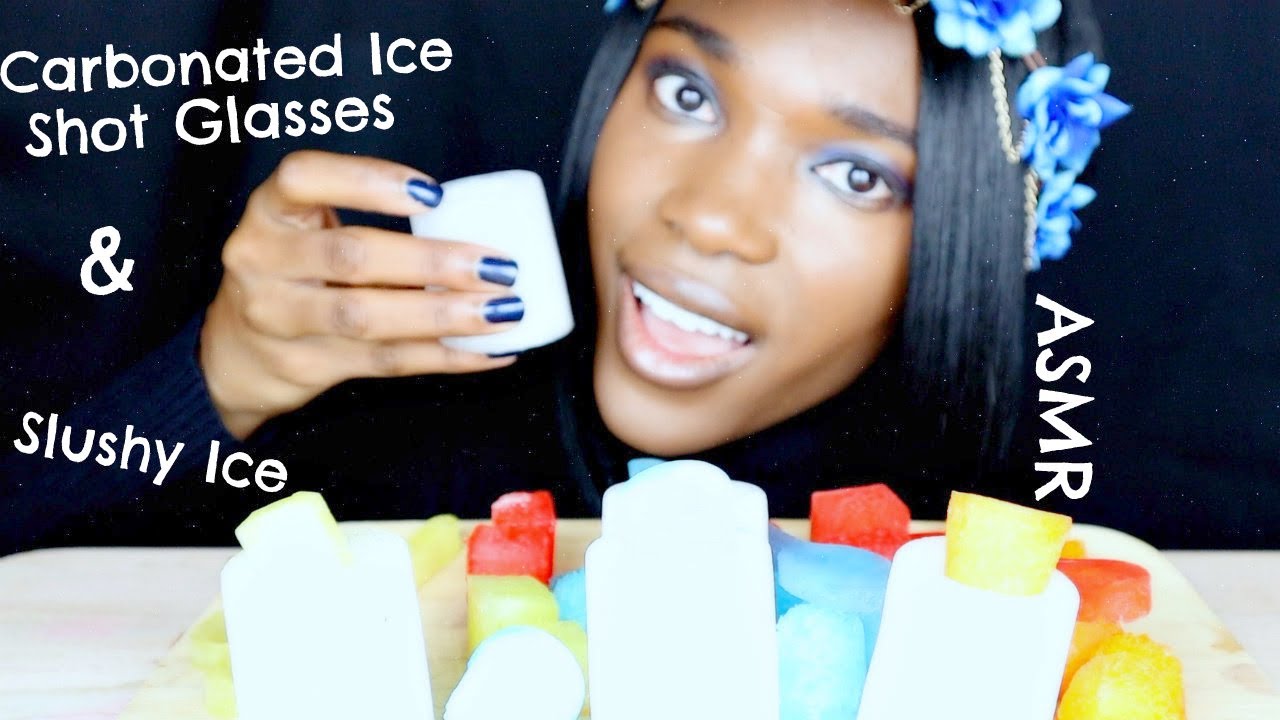 ASMR Carbonated Ice Shot Glasses | Slushy Ice ASMR | Relaxing Ice ASMR | Screamin Memein ASMR