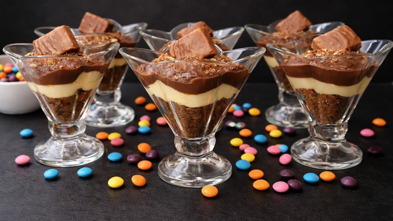 تحلية الشوكولاتة بطبقات كريمية😍اقتصادية وسهلة ⏱5 دقائق 