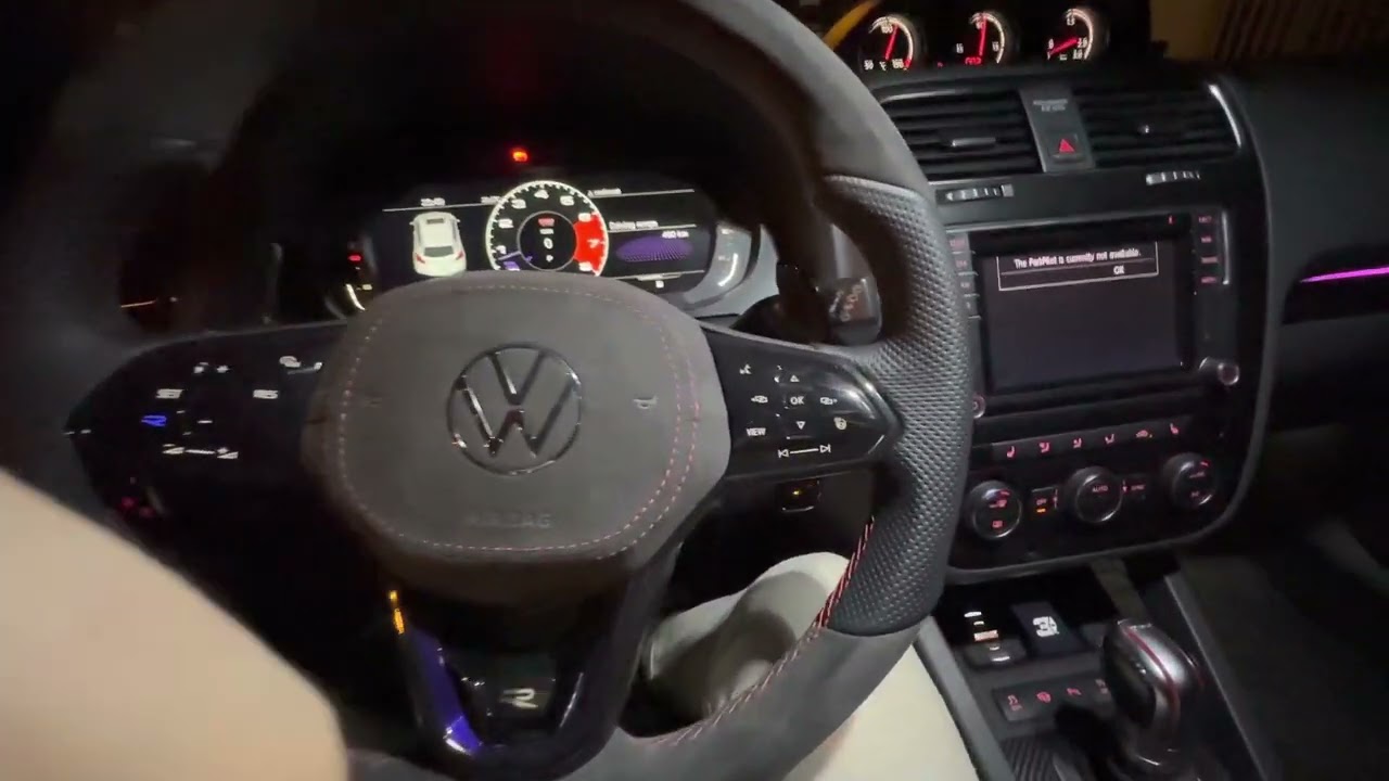 Scirocco interior, start engine R button, heated steering wheel, starlight rooftop, carbon handles