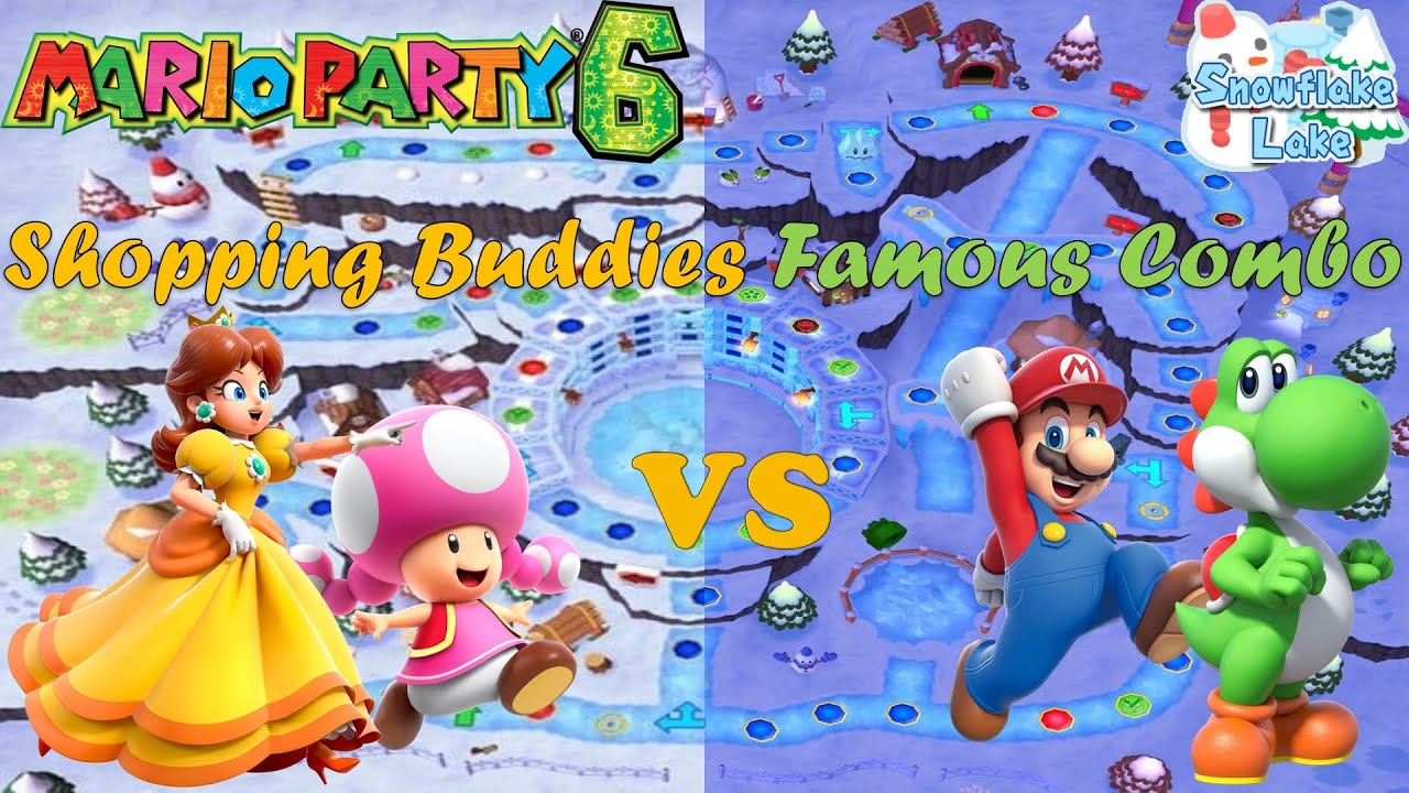 Mario Party 6 - Daisy & Toadette vs Yoshi & Mario - Snowflake Lake