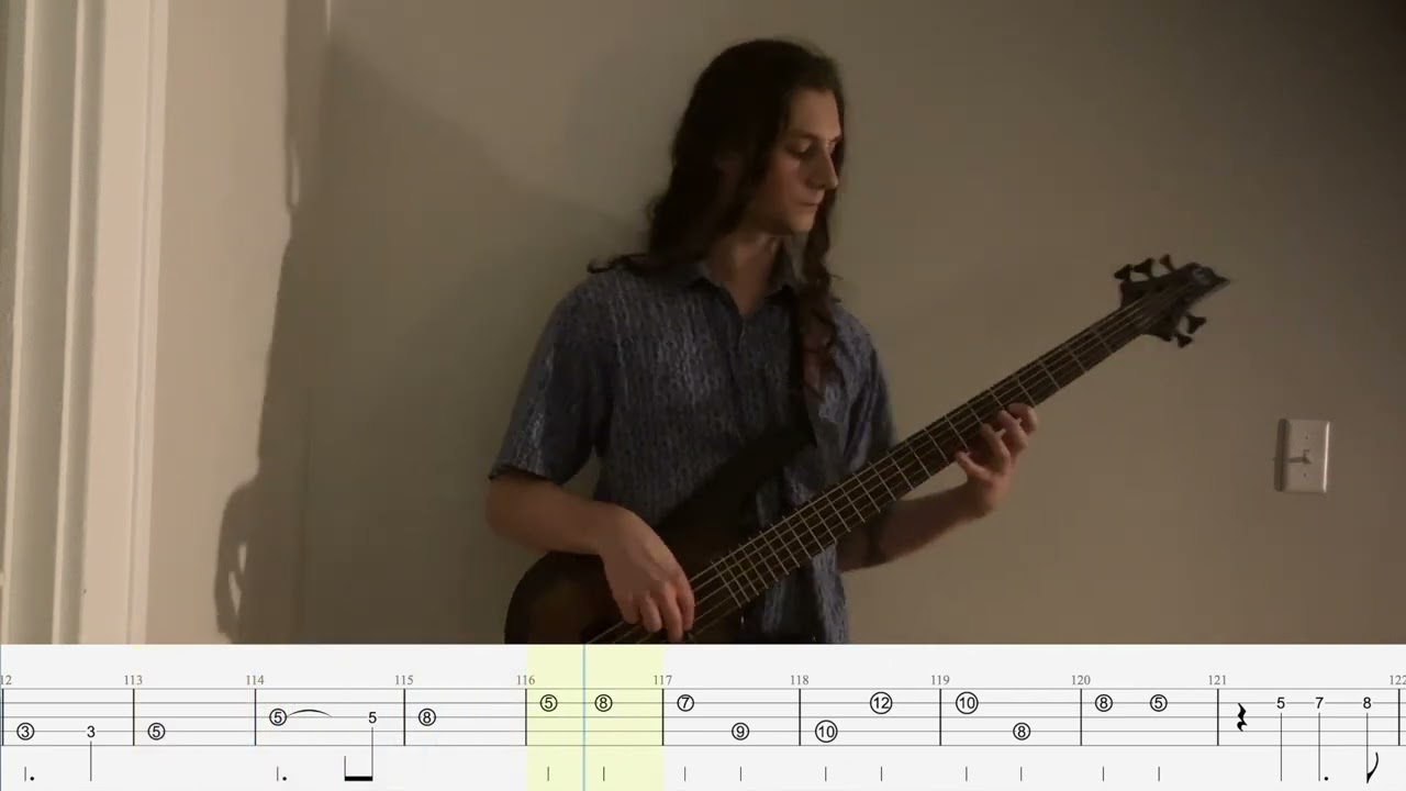 Symphony X- Smoke and Mirrors (bass cover with on-screen tabs)