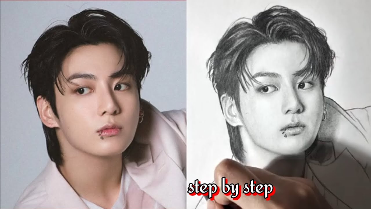 How to draw Bts Jeon Jungkook🎀🔮//easy drawing// kookie art#bts #art #jeonjungkook #drawing #kpopart 