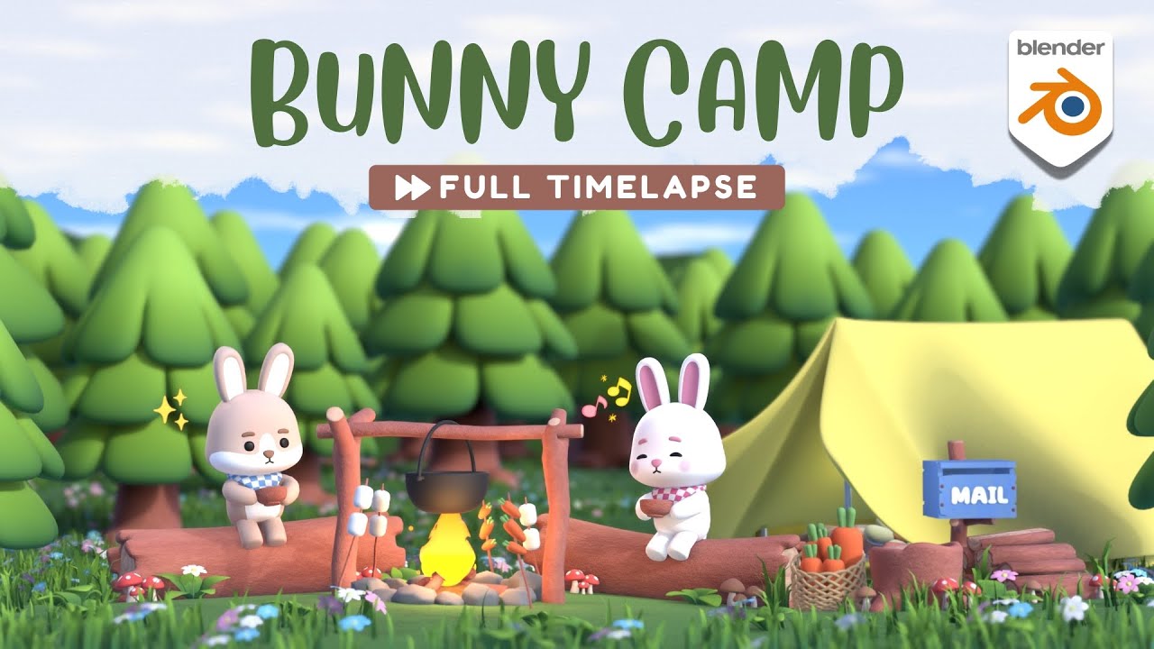 How I Made Bunny Camp Animation Scene in Blender | 3D Modeling Timelapse