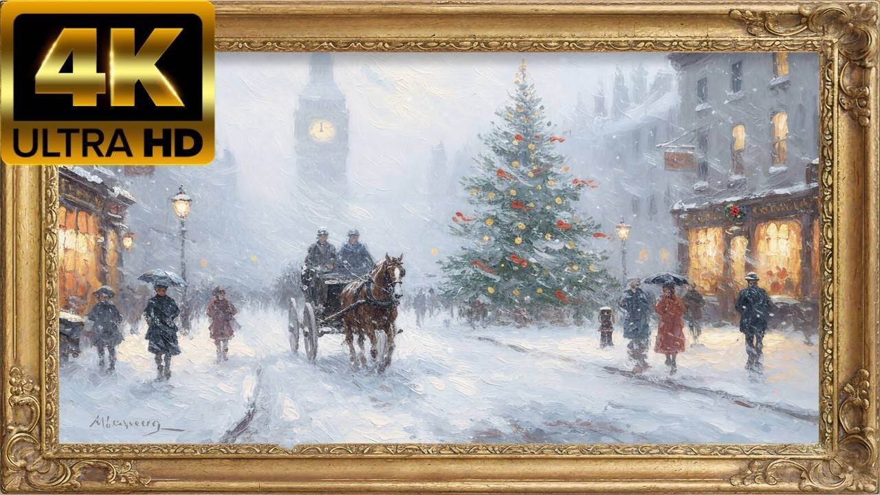 Christmas TV ART: Alfred Sisley Impressionist Blizzard in 1800s London (4K UHD)