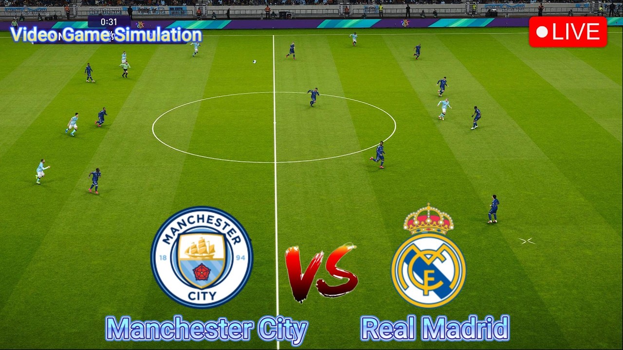🔴Live : Manchester City vs Real Madrid | Champions League - Play Offs Live | Video Game Simulation