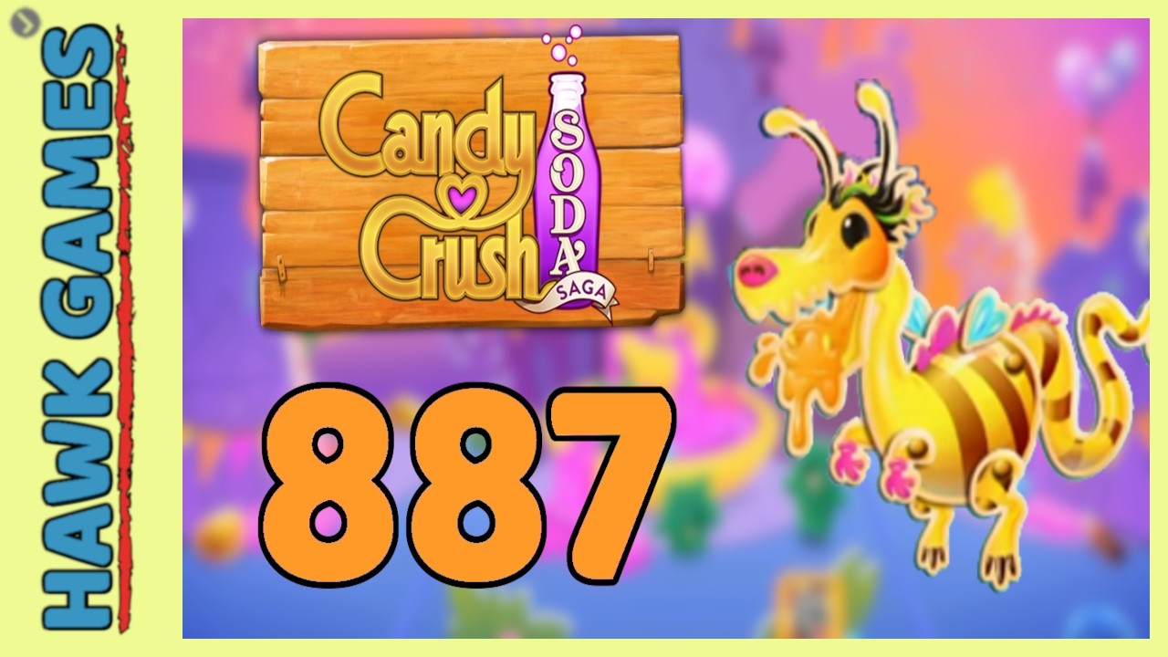 Candy Crush Soda Saga Level 887 (Honey mode) - 3 Stars Walkthrough, No Boosters