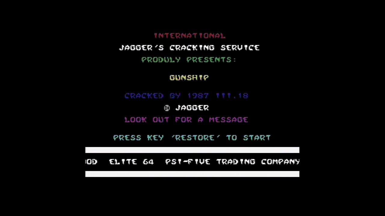 Jagger's Cracking service intro - Gunship C64