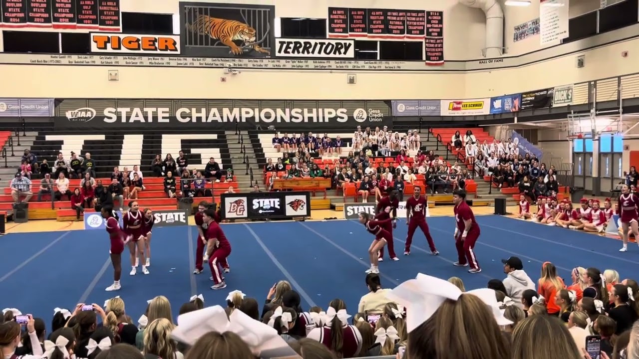 WSU Cheer at WIAA State Cheerleading Competition 2024- Exhibition Performance