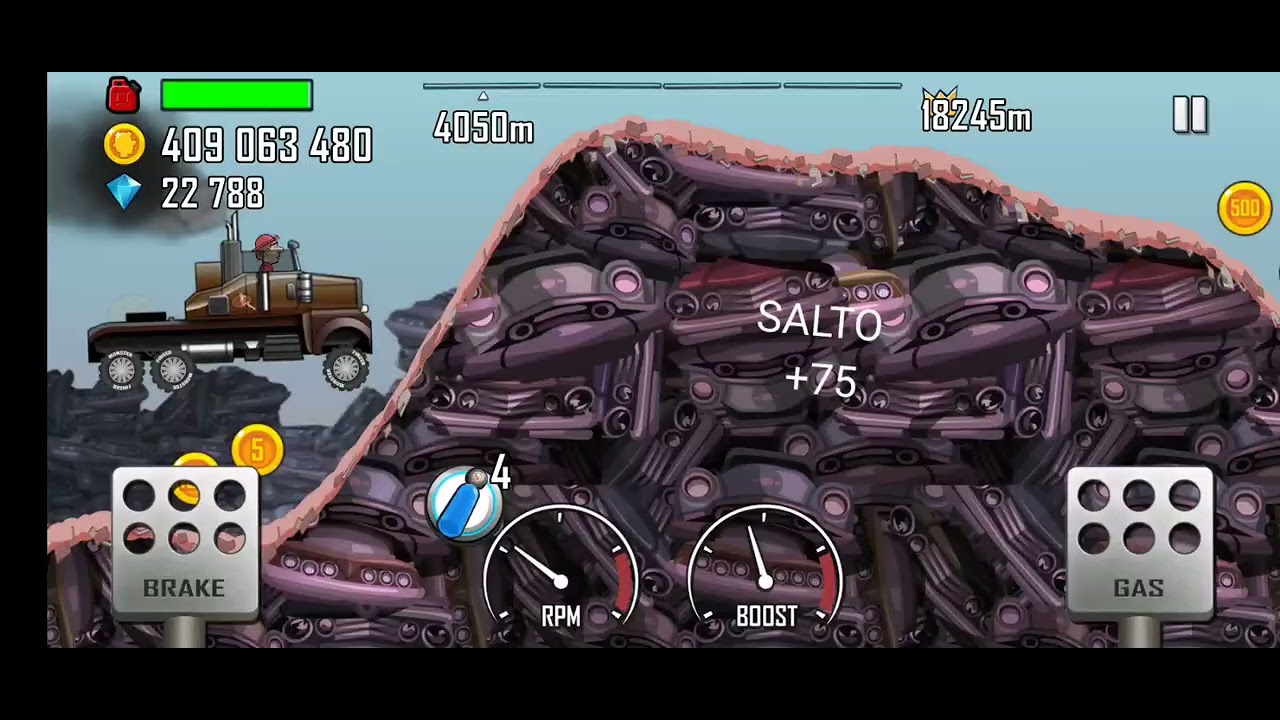 hill climb racing deposito de chatarra camion desafío diario 3100m