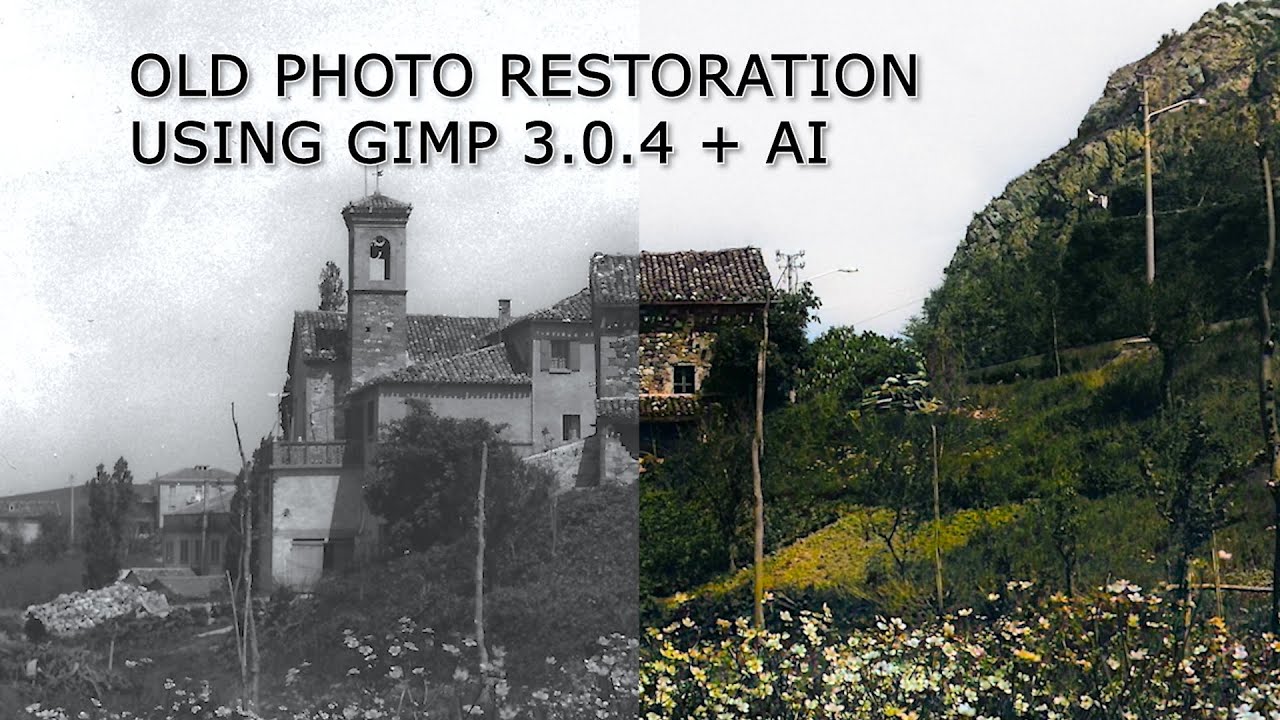 Old photo restoration using GIMP 3.0.4 and AI
