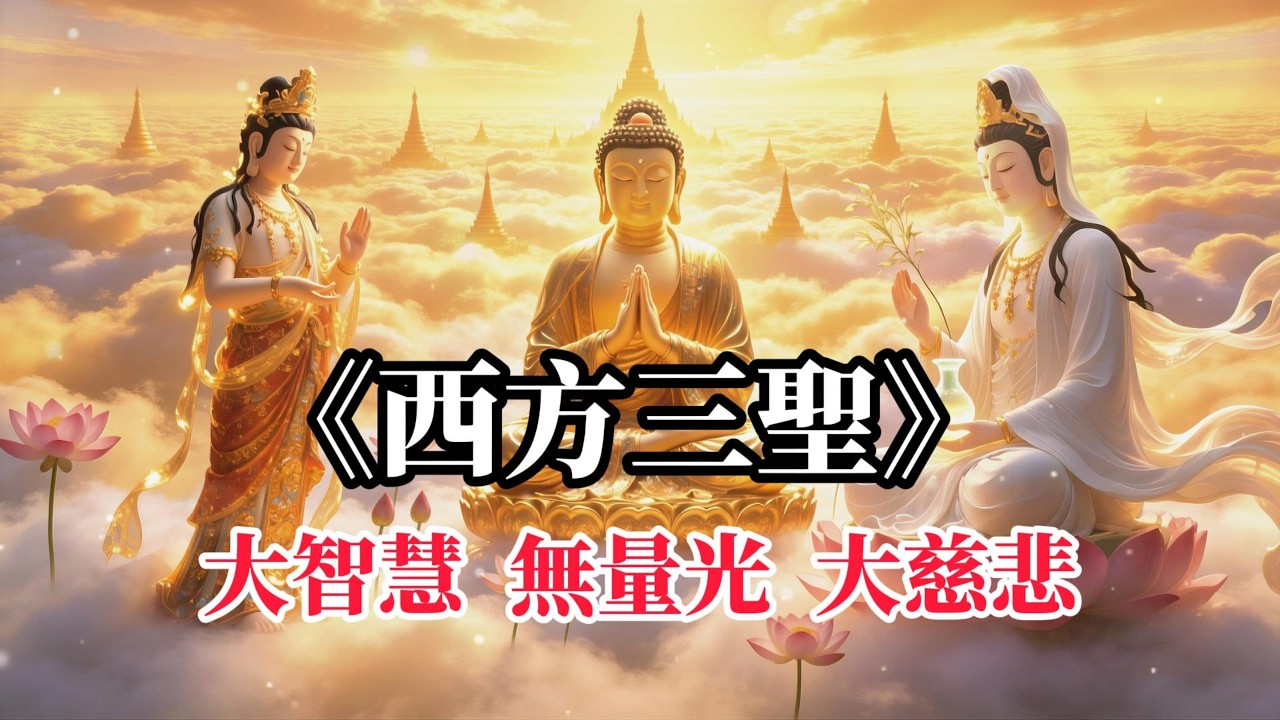 西方三聖 阿彌陀佛 觀世音菩薩 大勢至菩薩 南無阿彌陀佛聖號 慈悲光明照十方  福慧增長無量 福慧雙增，離苦得樂，安樂眾生 #觀世音菩薩  #藥師佛 #藥師琉璃光如來 ｜Buddhist Music