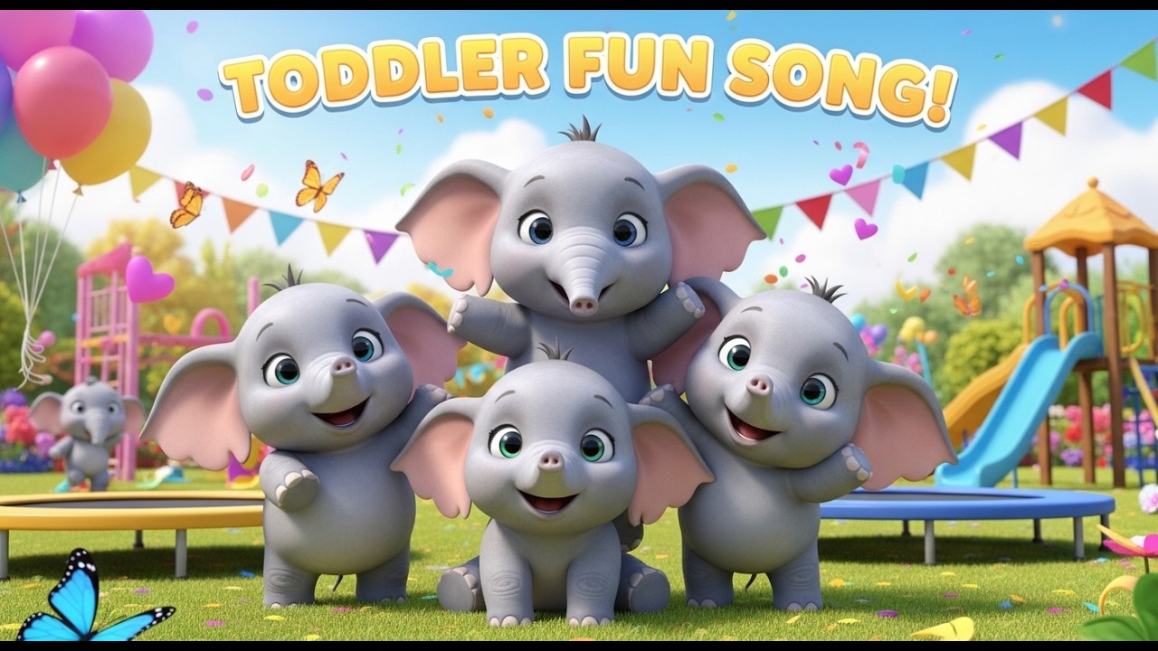 Little Elephants Jump and Play 🐘 | Toddler Fun Song | Kids Nursery Rhymes & Trampoline Play