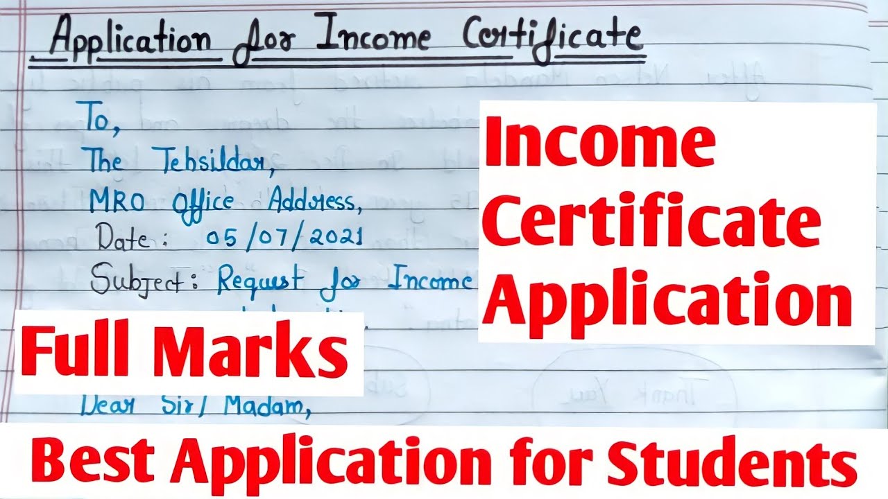 Application for Income Certificate to Tehsildar l Application for Income Certificate for Scholarship