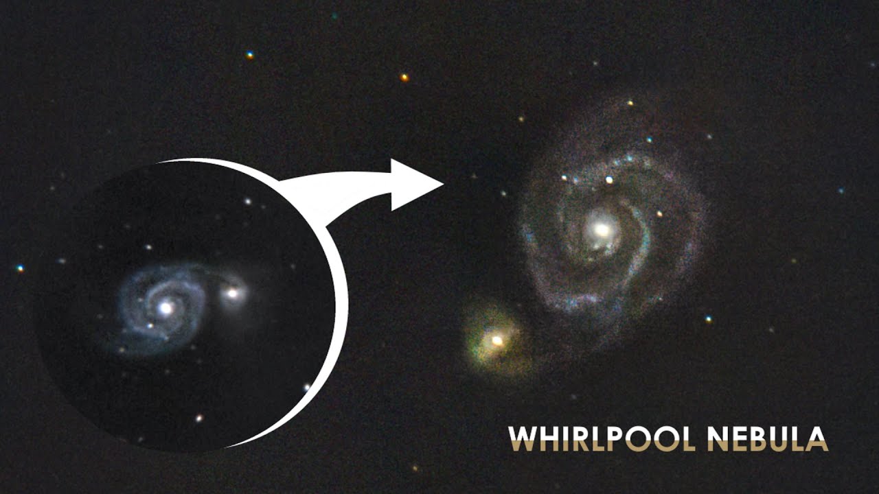 Smartphone vs DSLR: Whirlpool Galaxy through Nexstar 130 SLT (at home)